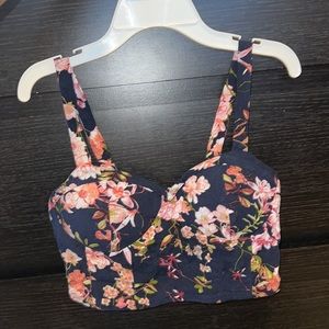 Floral Print Padded Crop Top